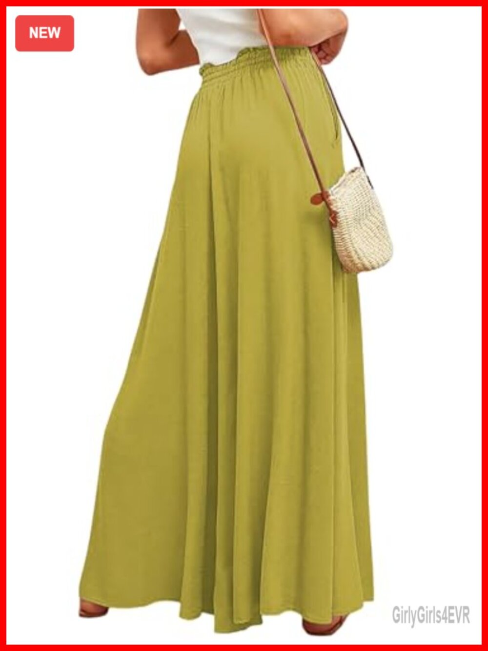 Wide Leg Palazzo Pants High Waisted Flowy Lounge Trousers with Pockets - Picture 2 of 3